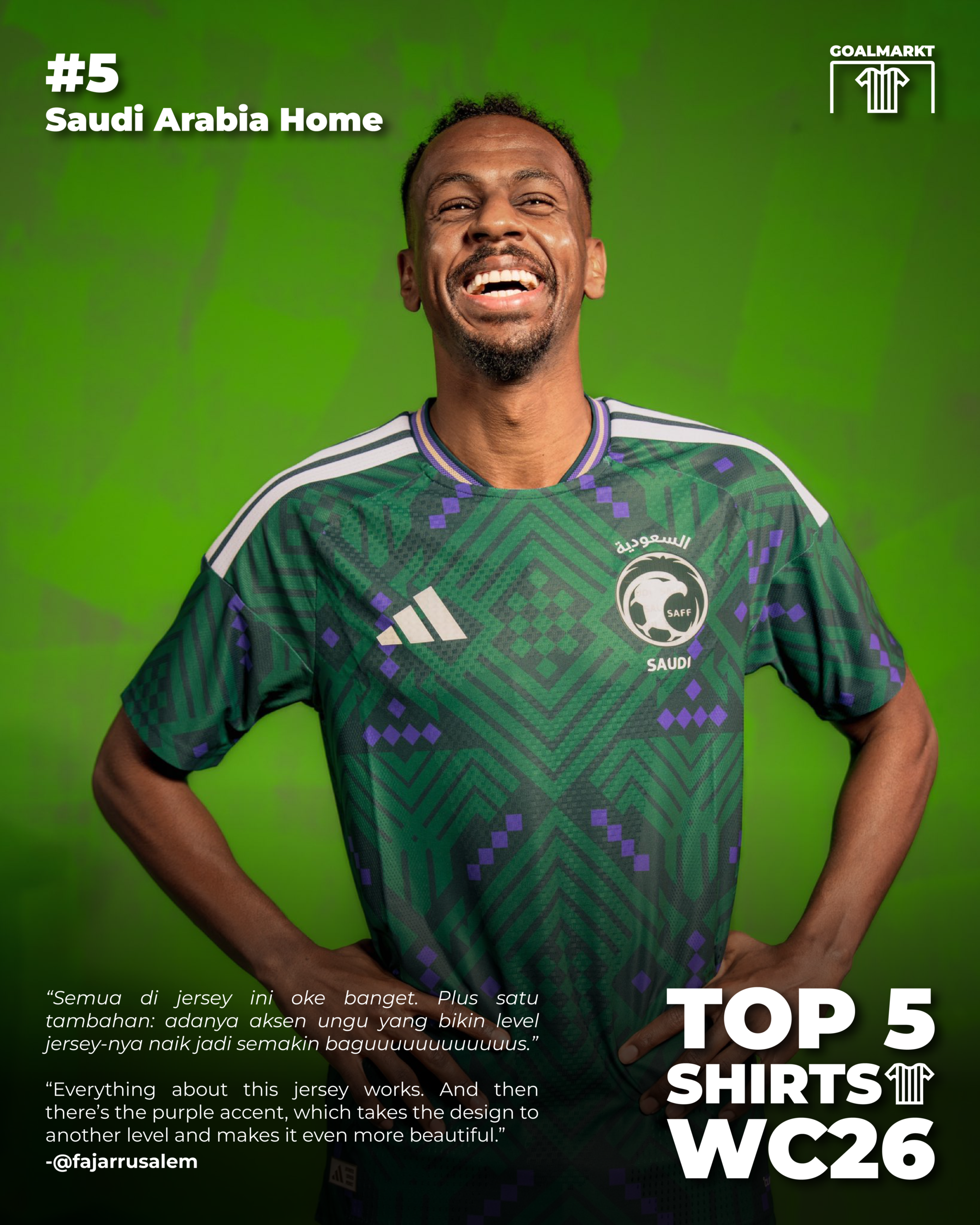 Saudi Arabia Home Adidas WC26 - Top 5 Shirts by @fajarrusalem